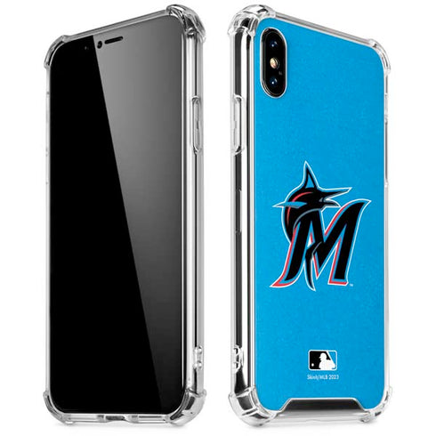 MLB Miami Marlins Solid Distressed iPhone XS Max Clear Case
